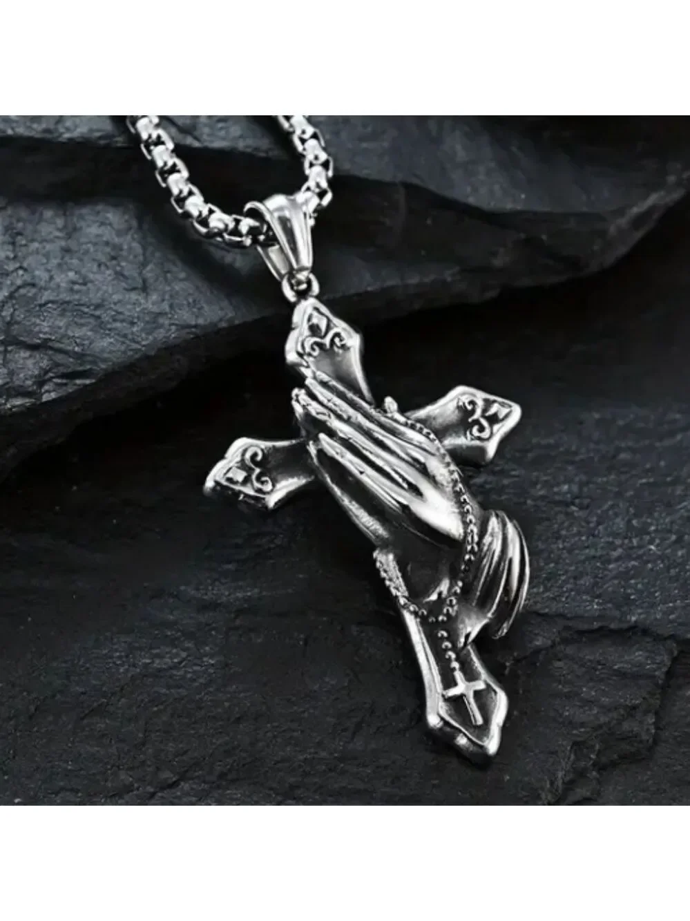 Silvertone Cross Pendant Necklace